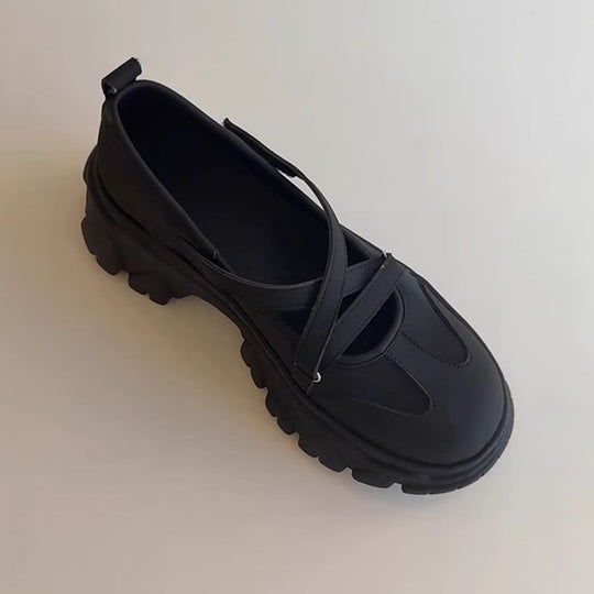 Damen Bequeme Slipper mit stylischem Kreuzband und dicker Profilsohle EB