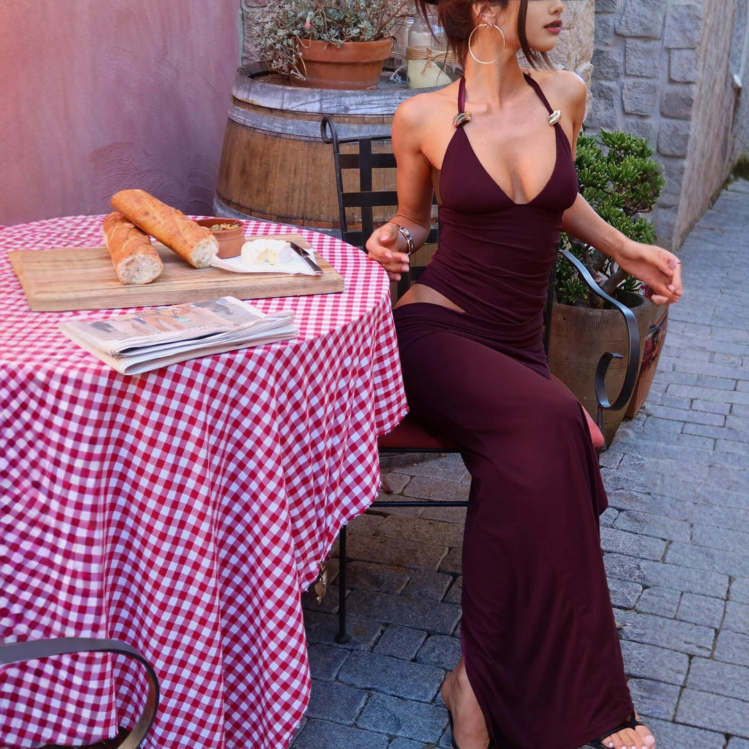 Damen Elegantes Maxikleid mit raffinierten Drapierungen und schickem V-Ausschnitt EB