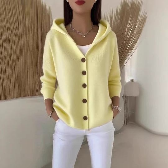 Damen nan Kapuzen-Cardigan mit Knopfleiste und lässiger Oversize-Passform EB