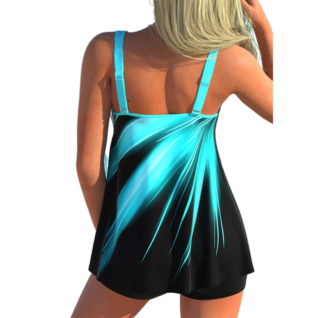 Damen nan fließendes A-Linien Tankini-Oberteil mit doppelten Spaghettiträgern und figurumspielender Passform EB