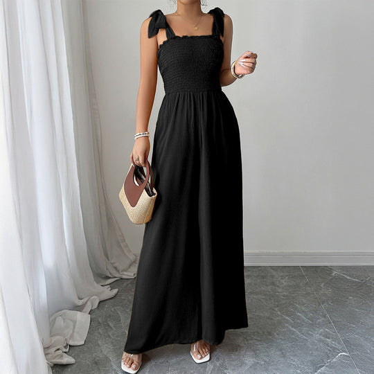 Damen Maxi-Kleid mit raffiniertem Rüschendesign und elastischem Oberteil EB