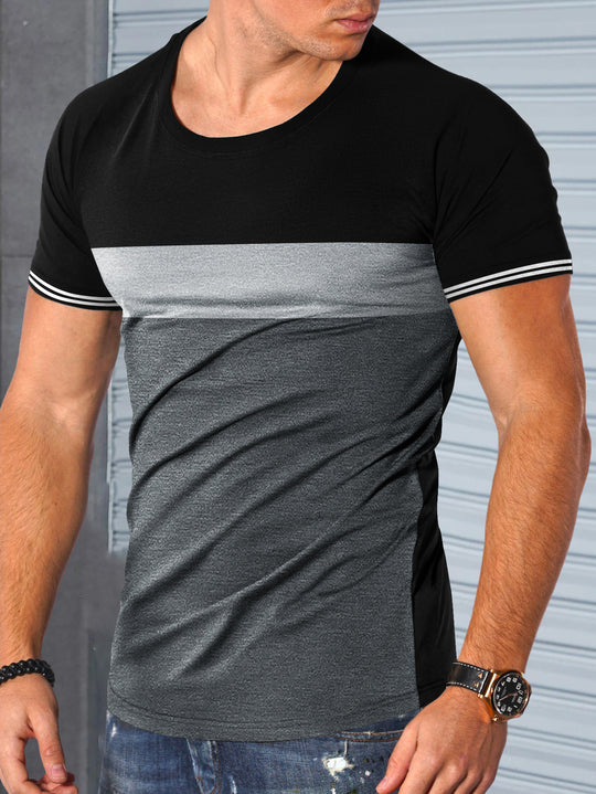 Herren modernes Kurzarm-T-Shirt mit strukturiertem Design und Kontrastdetails EB