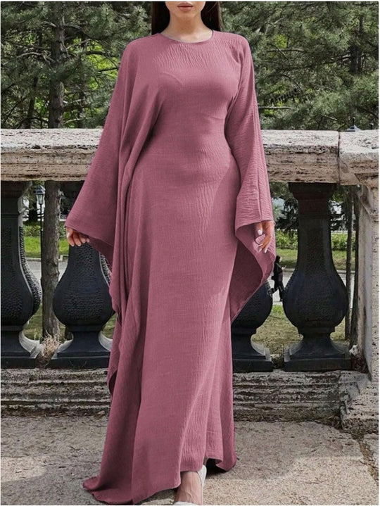 Damen Elegantes Maxikleid mit weiten Ärmeln und lockerem Schnitt EB