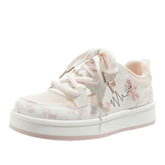 Damen Sneakers mit charmantem Bärenmotiv und atmungsaktiver Oberflächenstruktur EB