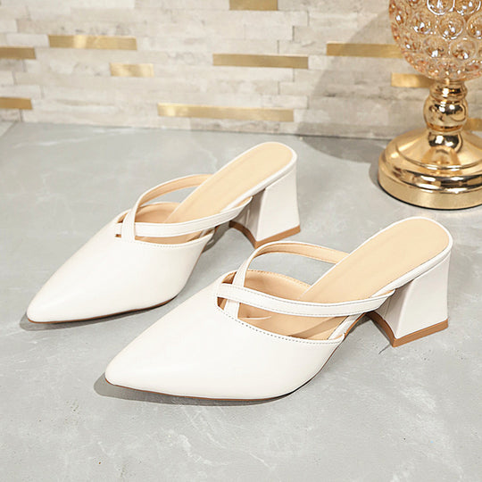 Damen elegante Slingback-Pantoletten mit spitz zulaufendem Design EB