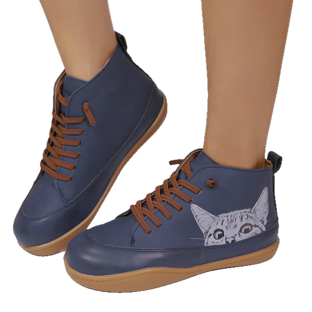 Damen Sneakers mit kreativem Katzen-Design und rutschfester Sohle EB