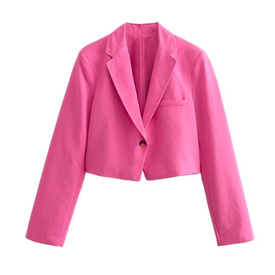 Damen cropped Blazerjacke mit schickem Schnitt und eleganten Knopfdetails EB