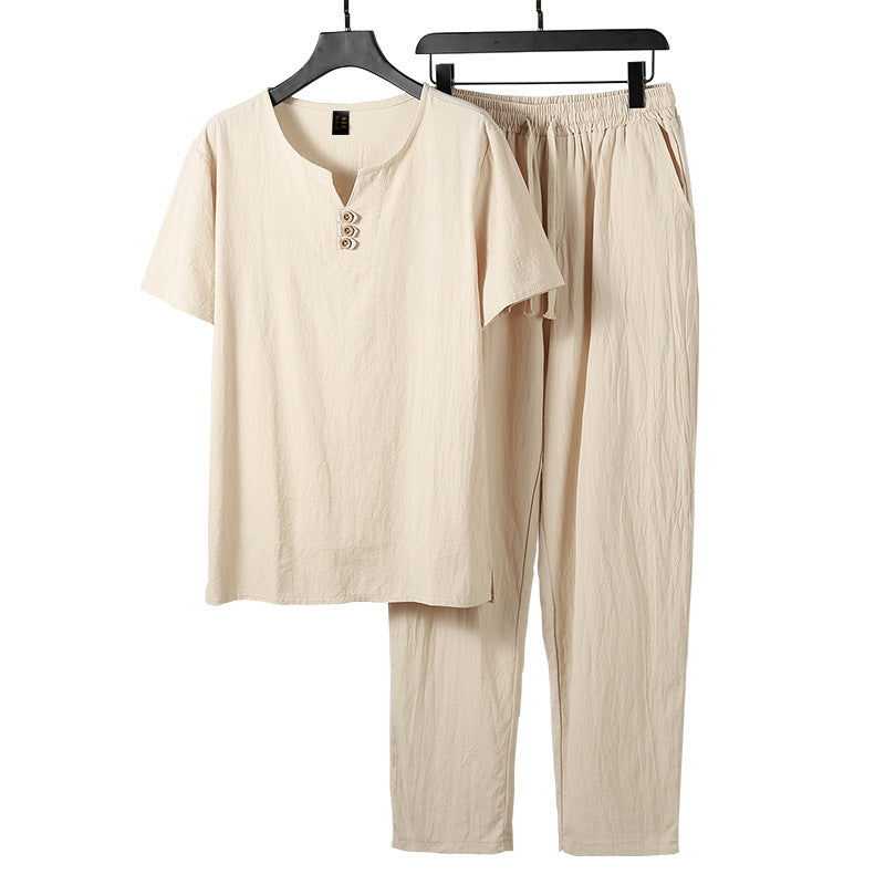 Damen lässiges Lounge-Set mit Knopfdetails und elastischem Bund EB