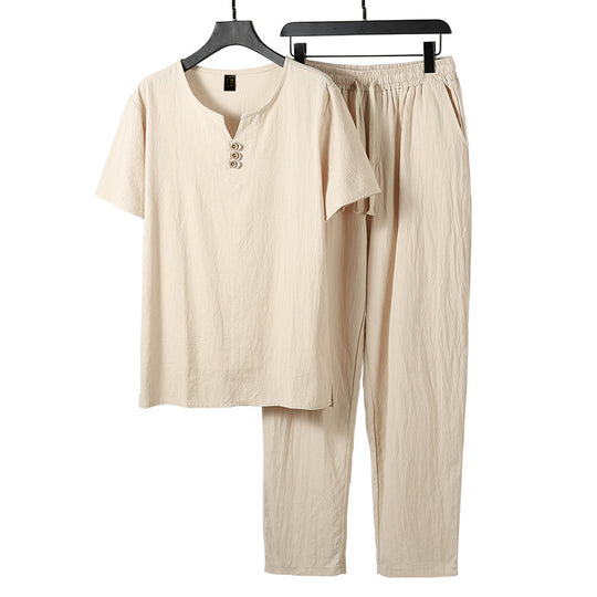 Damen lässiges Lounge-Set mit Knopfdetails und elastischem Bund EB