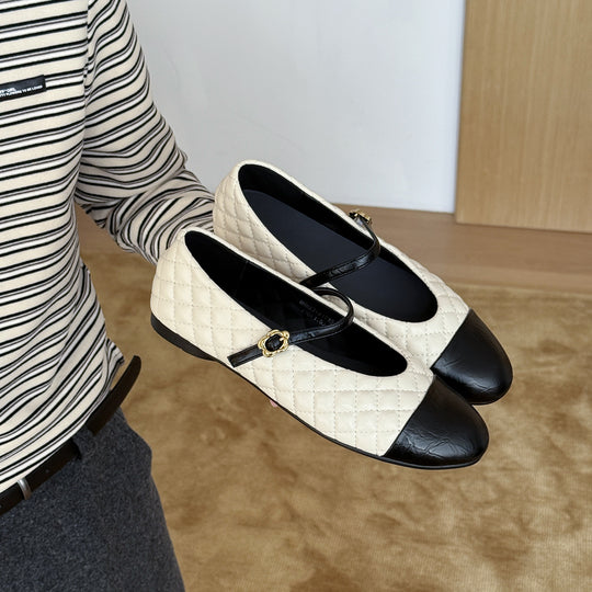 Damen Ballerinas mit elegantem Riemchen und glänzender Oberfläche EB
