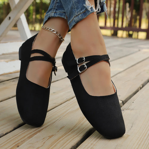 Damen Ballerinas mit gekreuzten Riemen EB
