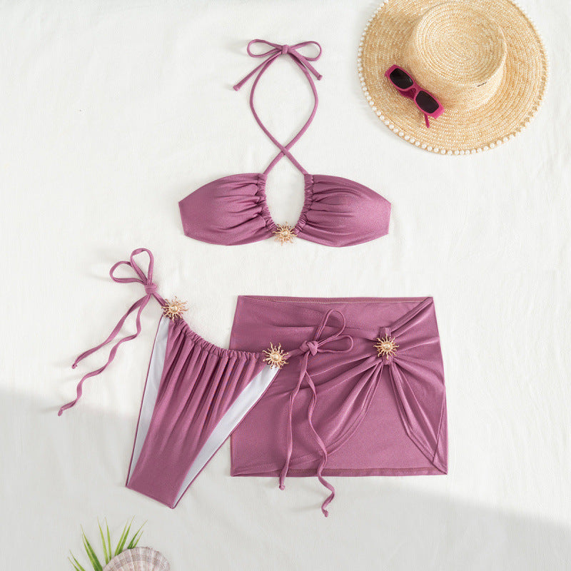 Damen Triangel-Bikini mit eleganter Rock-Überwurf EB
