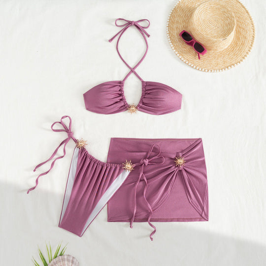 Damen Triangel-Bikini mit eleganter Rock-Überwurf EB