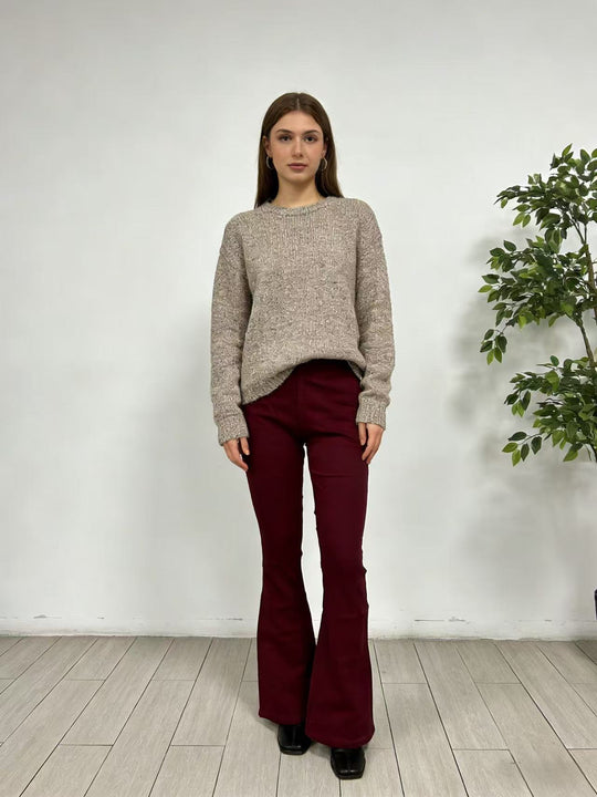 Damen modische Flared Jeanshose mit hohem Bund und komfortablem Schnitt EB