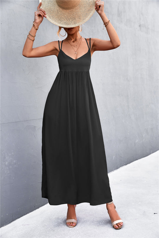 Damen Maxikleid mit feinen Spaghetti-Trägern EB
