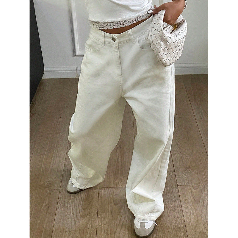 Damen Weite High-Waist Jeans im modernen Design EB