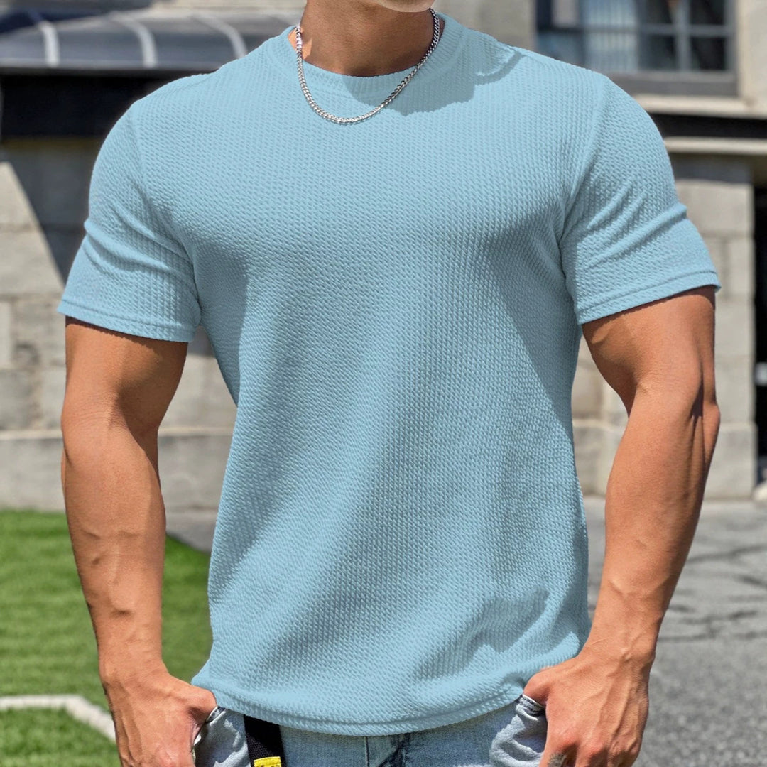 Herren strukturiertes T-Shirt in schlanker Passform mit Rundhalsausschnitt EB