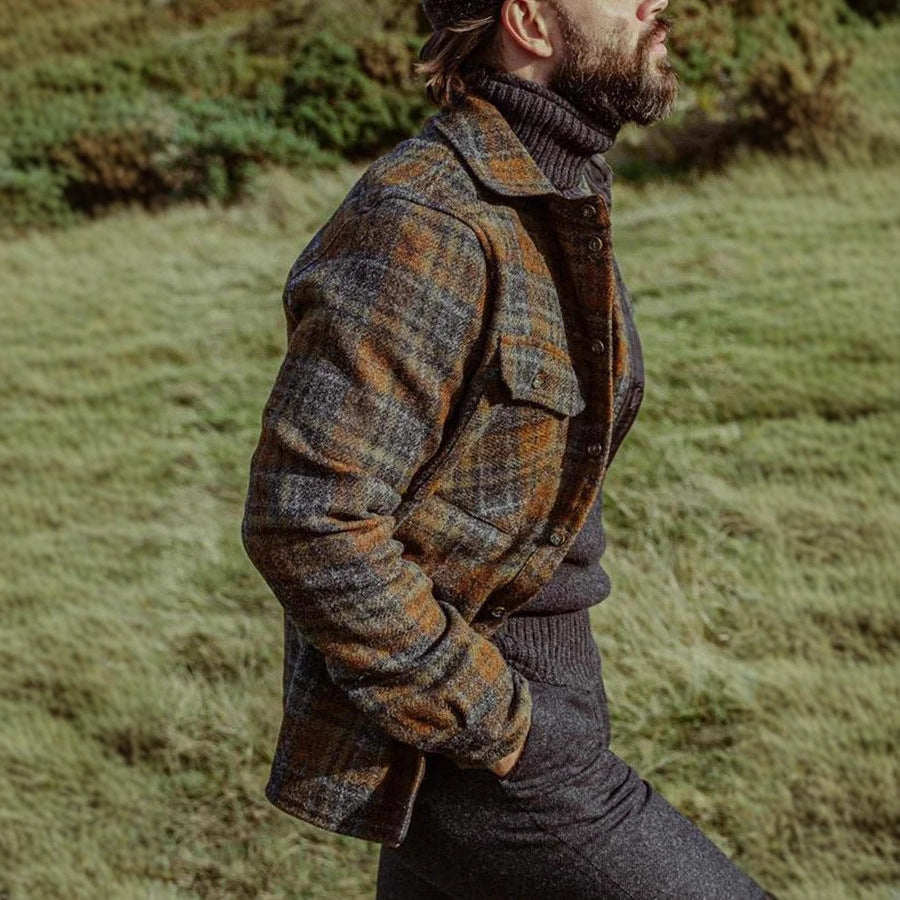 Herren Gemusterte Flanelljacke mit praktischen Taschen EB
