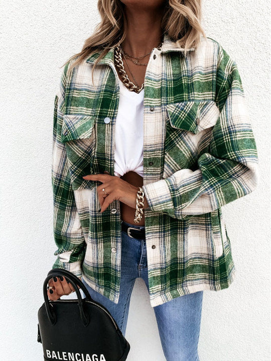 Damen Übergroße Karo-Pulloverjacke EB