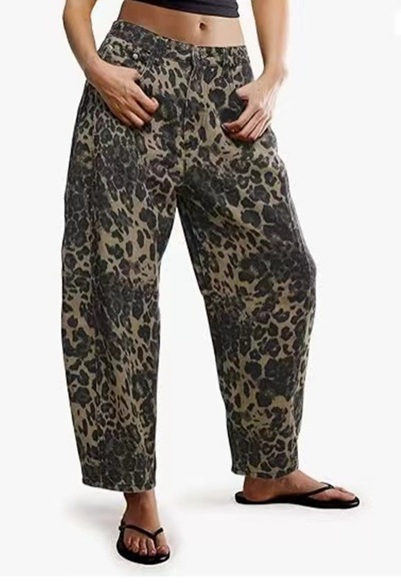 Damen Leichte Sommerhose im Leopardenmuster EB