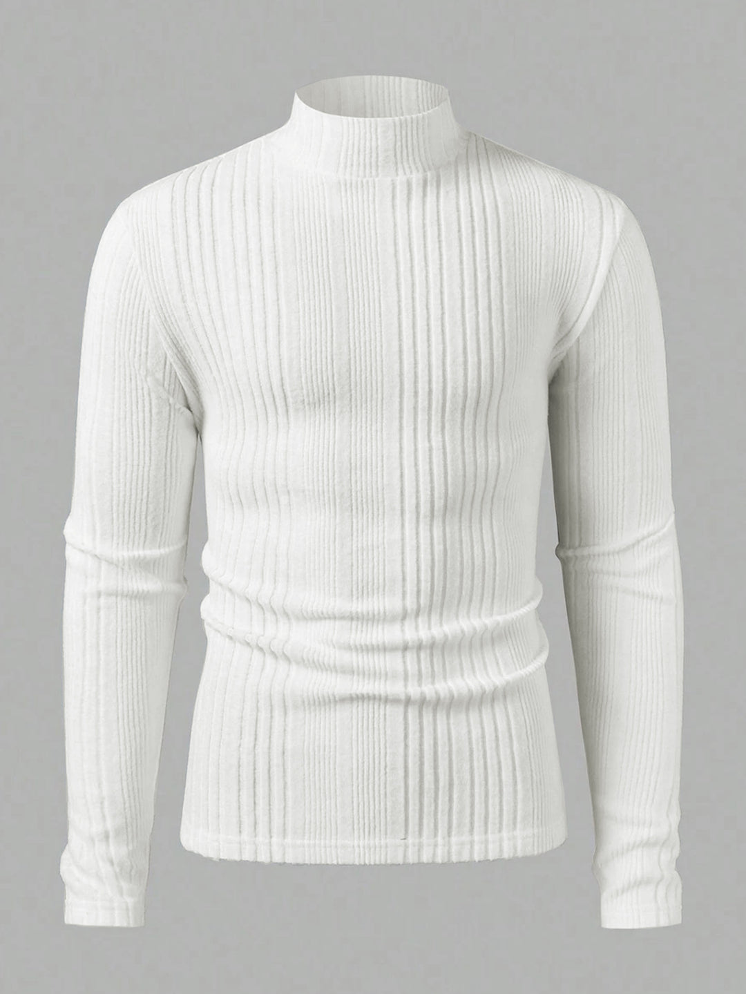 Herren Strickpullover mit hohem Kragen und Rippstruktur EB