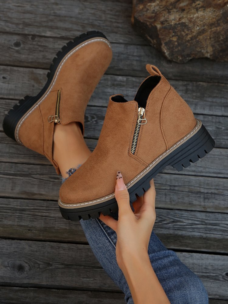 Damen lässige Stiefeletten mit seitlichem Reißverschluss und rutschfester Sohle EB