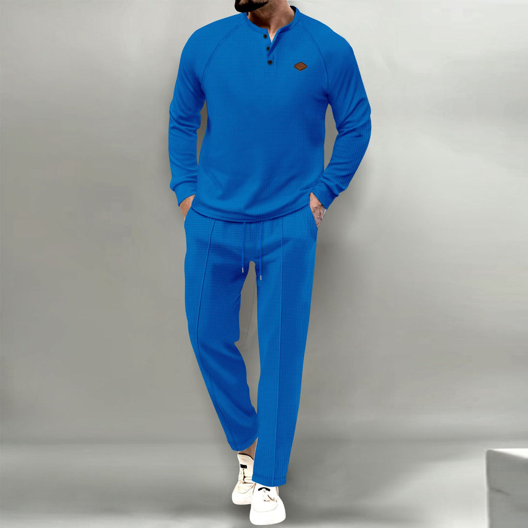 Herren hochwertiger Freizeitanzug mit Knopfleiste und eleganten Taschen EB