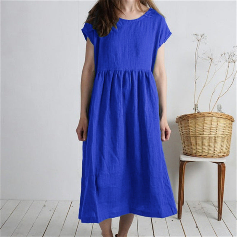 Damen Langmaxikleid aus atmungsaktivem Leinenstoff mit lockerer Passform EB