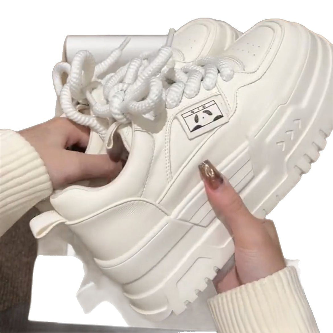 Damen Modische Sneaker mit dicker Profilsohle und elastischen Schnürsenkeln EB