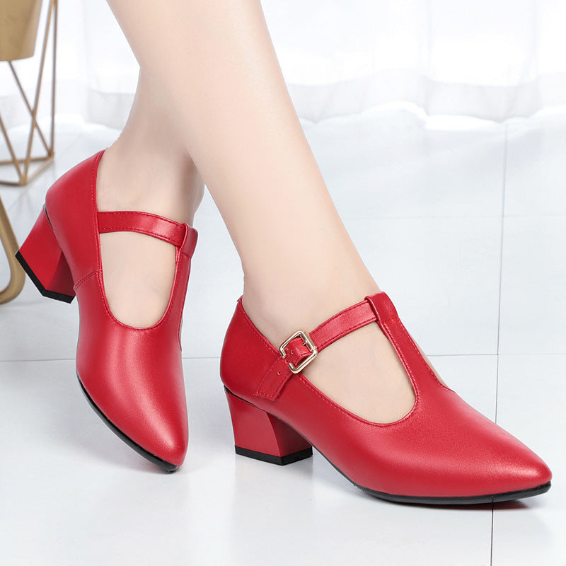 Damen Mary Jane Schuhe mit elegantem Riemchen und angenehm gepolstertem Blockabsatz EB
