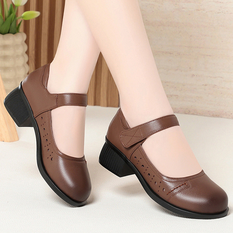 Damen Mary Jane Schuhe mit bequemer Sohle und verstellbarem Riemen EB