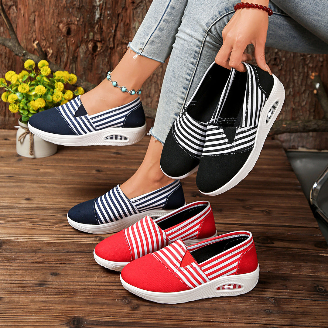 Damen Komfortable Freizeit-Sneaker mit modischem Streifenmuster EB