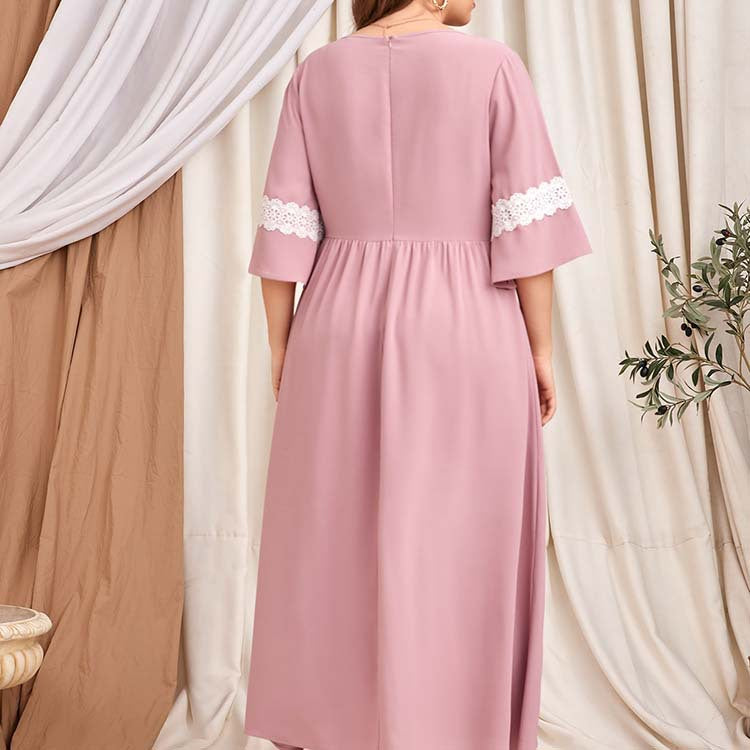 Damen Maxikleid mit eleganten Spitzenakzenten und luftigen Ärmeln EB