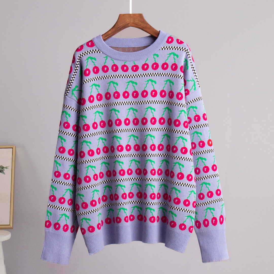 Damen Gemusterter Pullover mit fruchtigem Design EB