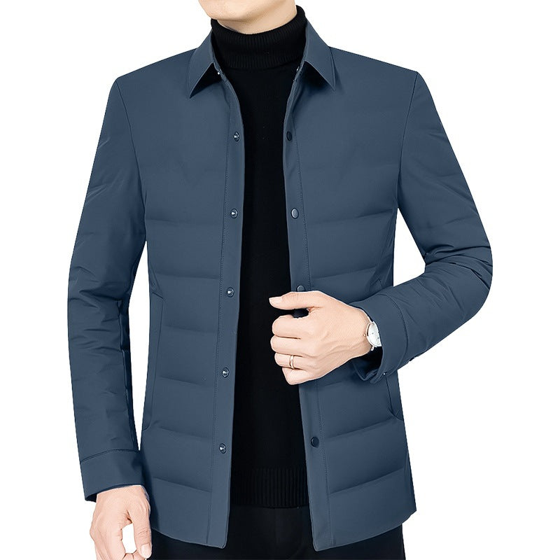 Herren Ultraleichte gesteppte Hemdjacke mit Hemdkragen und Druckknopfleiste EB