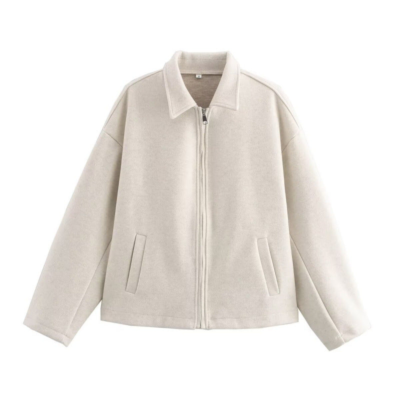 Damen Oversized Fleecejacke mit Reißverschluss und Hemdkragen EB