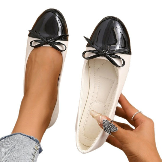 Damen Ballerinas mit eleganter Farbblockgestaltung und zartem Schleifen-Detail EB