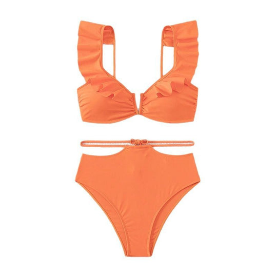 Damen Bikiniset mit schicken Rüschendetails und hohem Taillenbereich EB