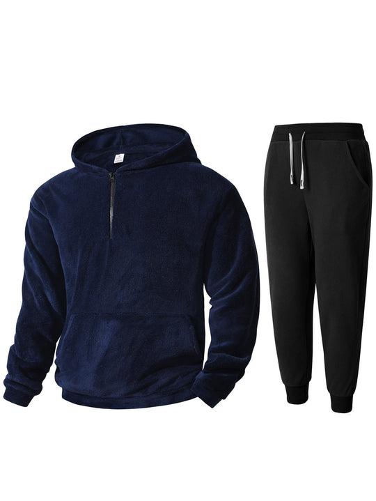 Herren kuscheliges Fleece-Hoodie und Jogginghose Set EB