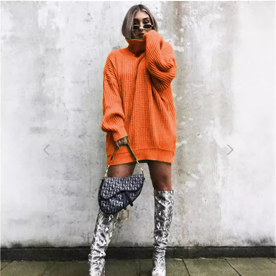 Damen Oversized Strickpullover im modernen Waffelmuster EB