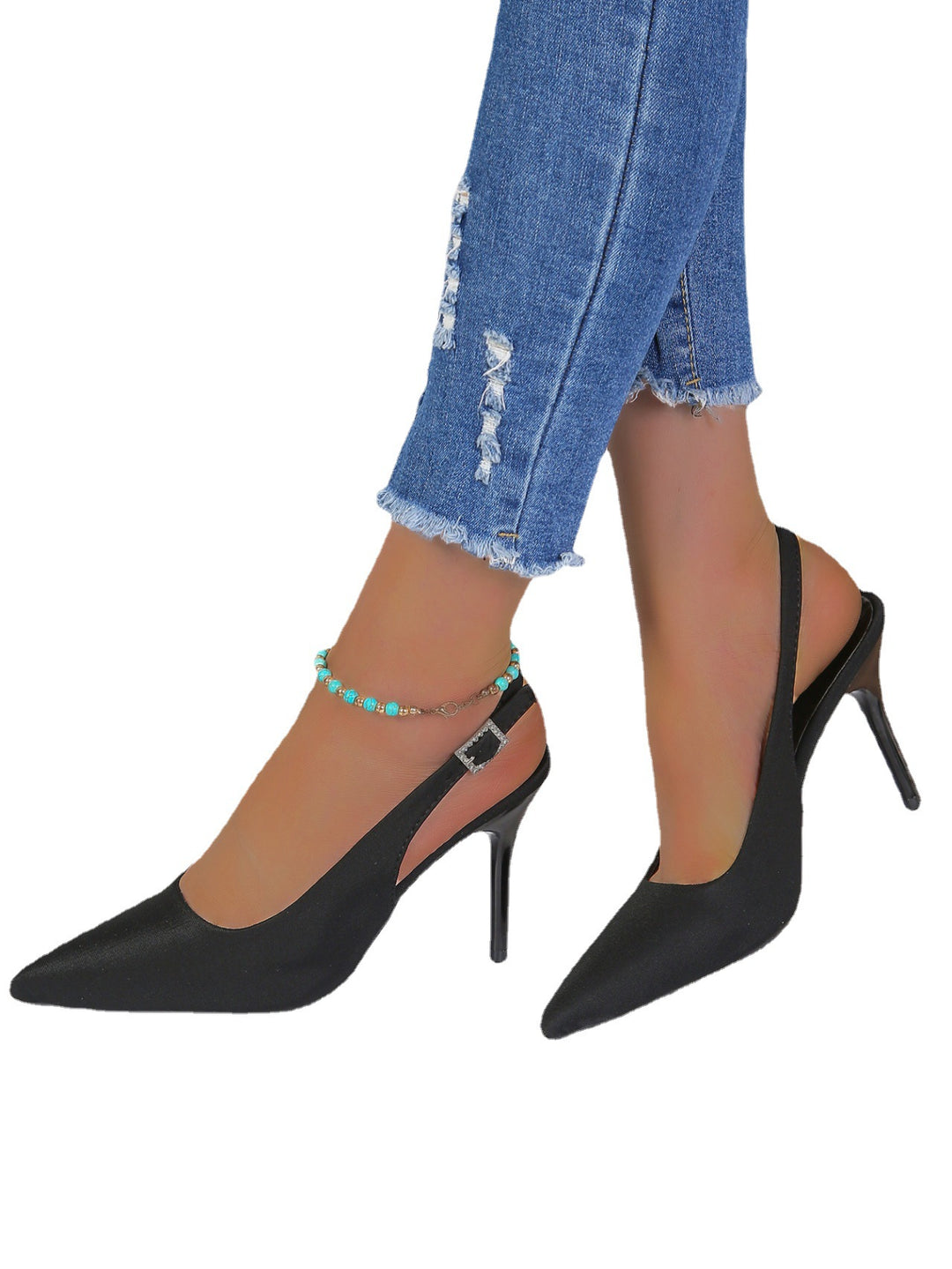Damen Slingback Pumps mit elegantem Spitzer und feinem Material EB