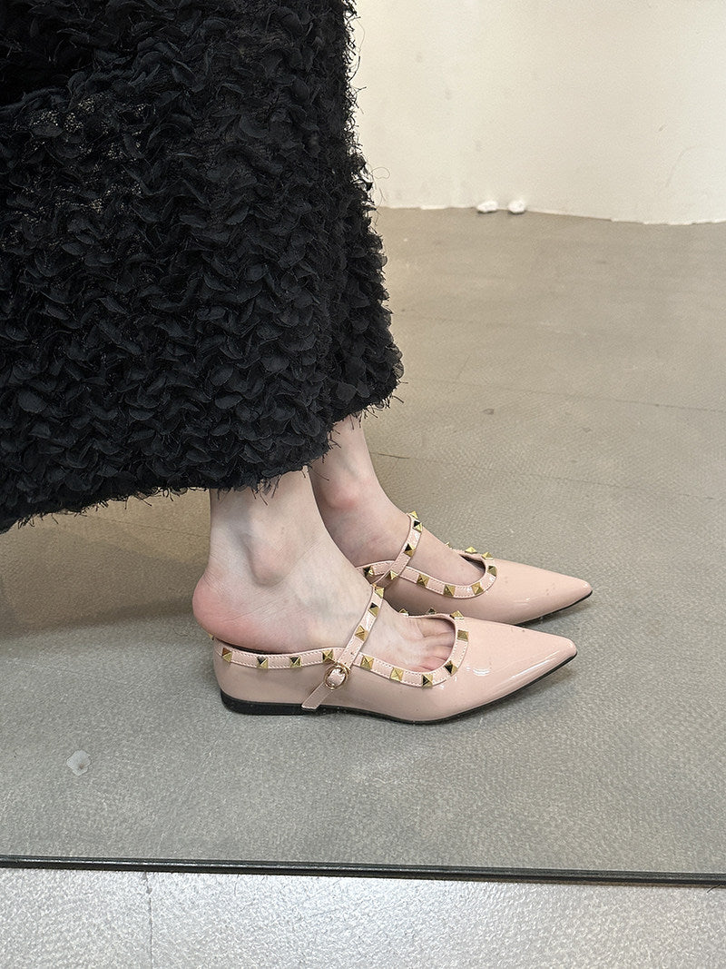Damen elegante Slingback-Ballerinas mit dekorativen Nieten und komfortablem Fußbett EB