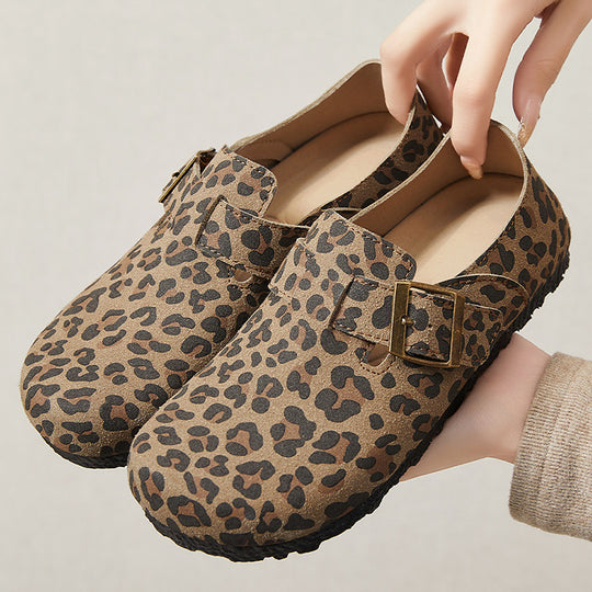 Damen Bequeme Mokassins mit originellem Leopardenmuster EB