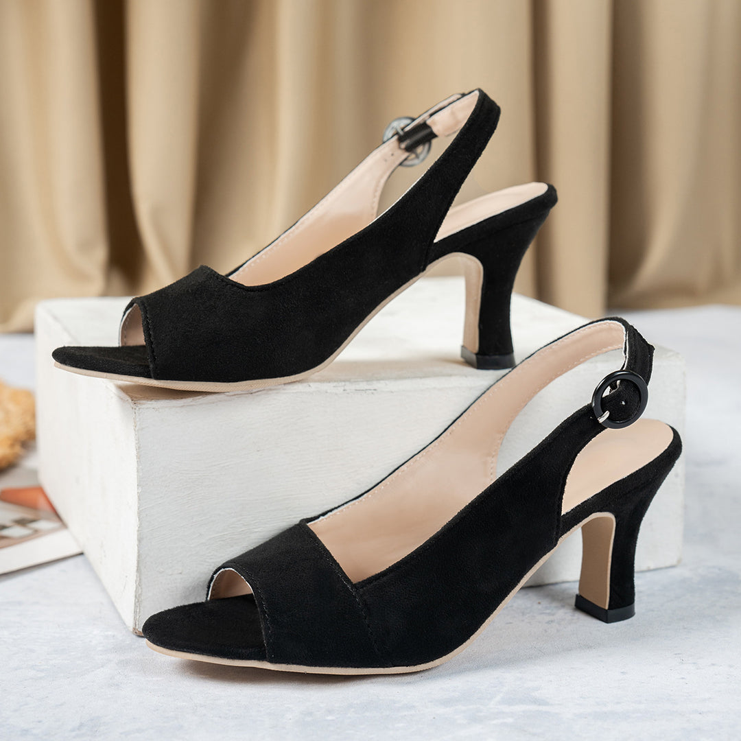Damen Slingback Sandalen mit dezenter Schnalle und elegantem Absatz EB