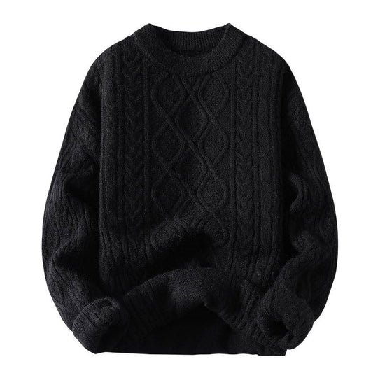 Damen Grobstrickpullover mit zeitgemäßem Zopfmuster und klassischem Rundhalsausschnitt EB