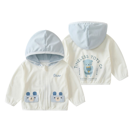 Unisex nan Kapuzenjacke für Kleinkinder mit UV-Schutz, Reißverschluss und elastischen Bündchen EB