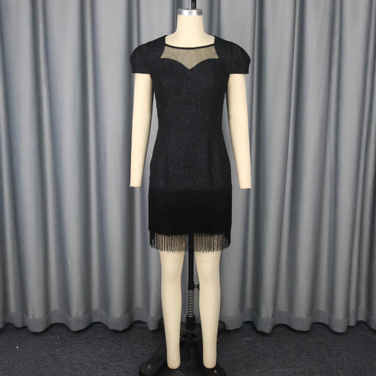 Damen Kleid mit elegantem Fransen-Saum und floralem Muster EB