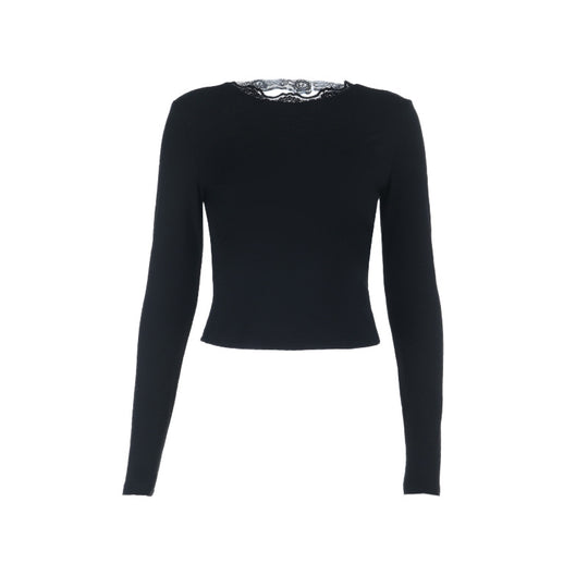 Damen Elegantes Langarmoberteil mit Spitzenakzenten EB