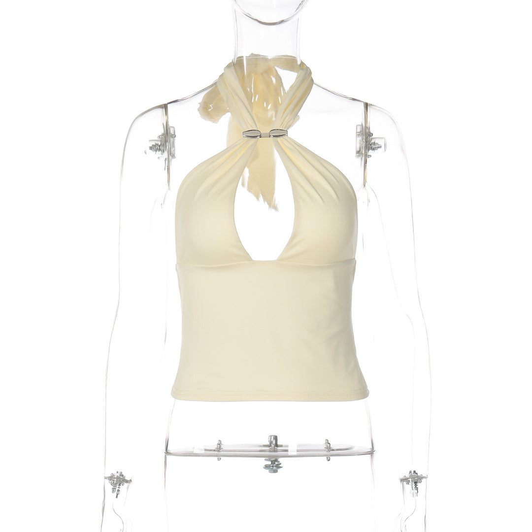 Damen Top mit raffiniertem Halterneck-Design und eleganter Schnalle EB