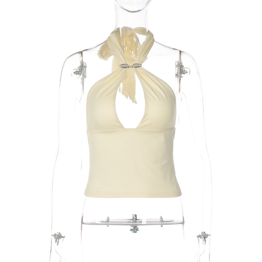 Damen Top mit raffiniertem Halterneck-Design und eleganter Schnalle EB